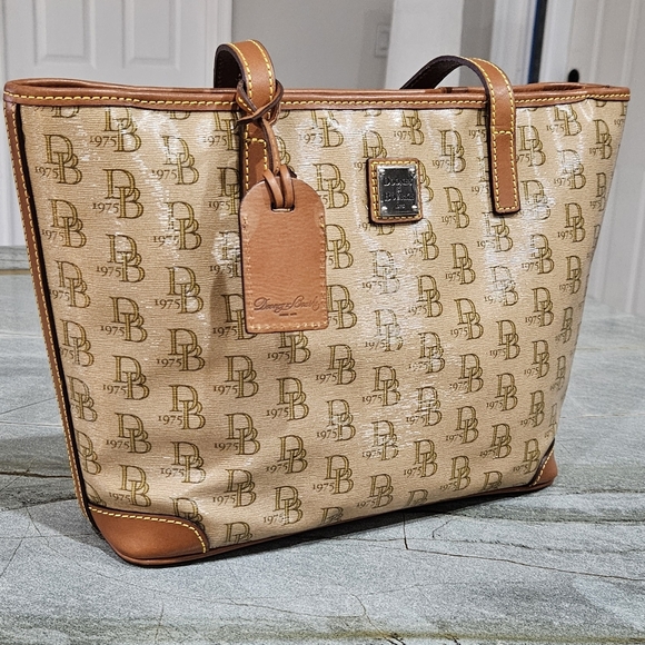 Dooney & Bourke Handbags - Dooney & Bourke DB 1975 Monogram Tote Bag – Tan/Brown -Like New!